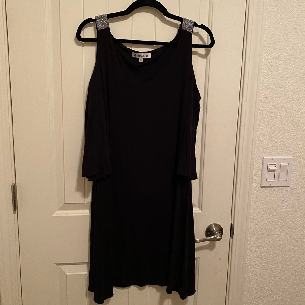 Cold shoulder little black dress